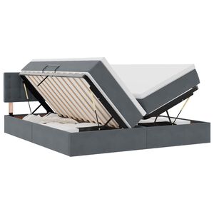 vidaXL Postelja s shranjevanjem z vzmetnico Temno siva 90 x 200 cm