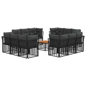 vidaXL Zunanja garnitura za sedenje 13 pcs Črna in Temno siva