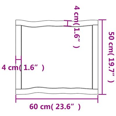 vidaXL Mizna plošča sv. rjava 60x50x(2-4) cm obdelana trdna hrastovina