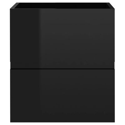 vidaXL Omarica za umivalnik visok sijaj črna 41x38,5x45 cm iverna pl.