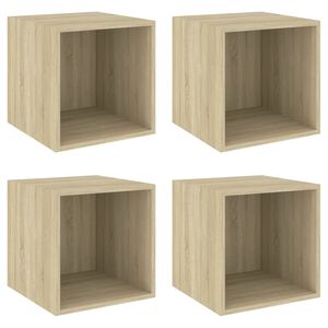 vidaXL Stenske omarice 4 kosi sonoma hrast 37x37x37 cm inženirski les