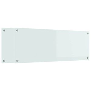vidaXL Kuhinjski panel 2 kos Bela 110 x 40 cm kaljeno steklo