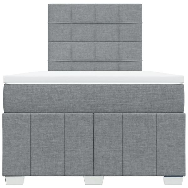 vidaXL Boxspring postelja z vzmetnico svetlo siva 120x190 cm blago