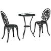 vidaXL Vrtnik Bistro Set 3 pcs Črna Aluminij