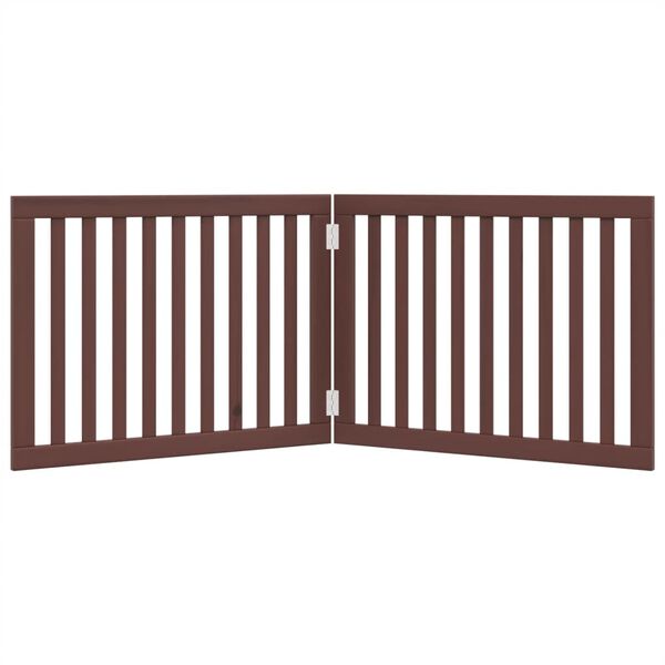 vidaXL Vrata za pse zložljiva 2 panela rjava 160 cm topolovina