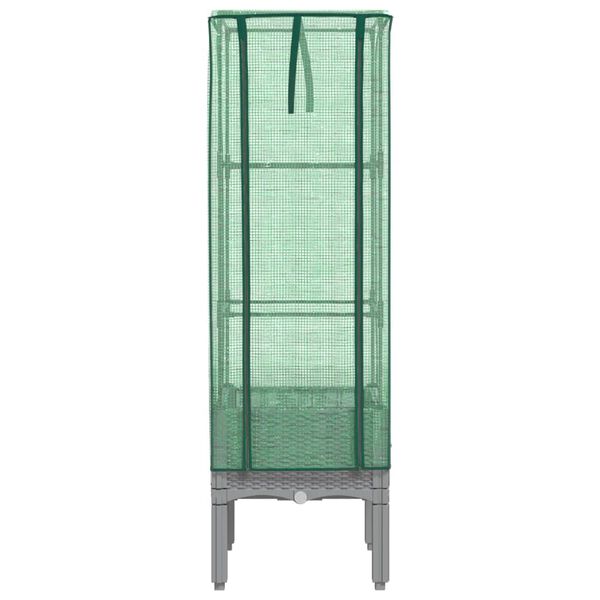 vidaXL Visoka greda s prevleko za rastlinjak videz ratana 40x40x140 cm