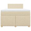 vidaXL Box spring postelja z vzmetnico krem 120x200 cm blago