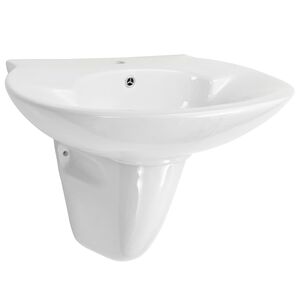 vidaXL Stenski umivalnik keramika bel 690x520x210 mm