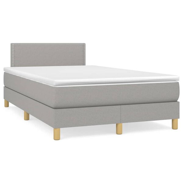 vidaXL Boxspring postelja z vzmetnico svetlo siva 120x190 cm blago