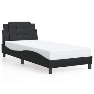 vidaXL Posteljni okvir brez vzmetnice Zadar črn 90x190 cm umetno usnje