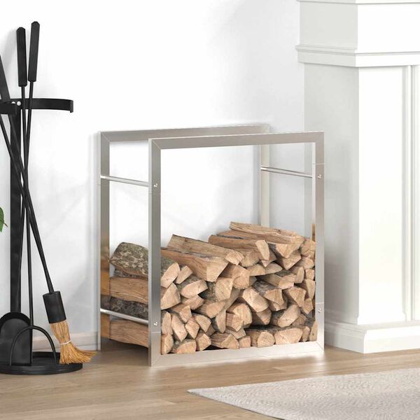 vidaXL Stojalo za drva 50x28x56 cm nerjaveče jeklo