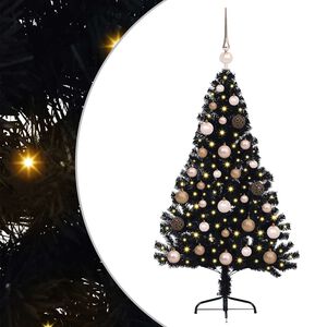 vidaXL Umjetna preddekorirana božićna jelka Črna 120 cm PVC