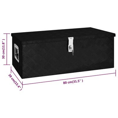 vidaXL Škatla za shranjevanje črna 80x39x30 cm aluminij