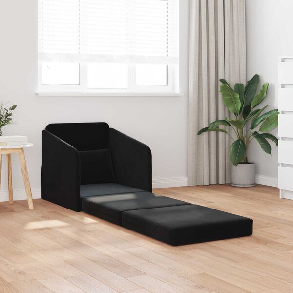vidaXL Sofa postelja Črna 65 x 80 x 83 cm Žamet