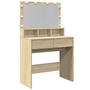 vidaXL Toaletna mizica z LED lučkami sonoma hrast 80x41x134,5 cm