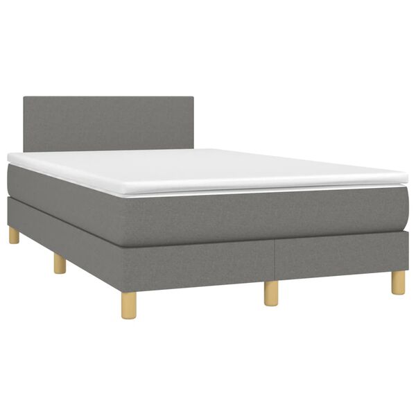 vidaXL Box spring postelja z vzmetnico temno siva 120x190 cm blago