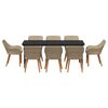 vidaXL Komplet za jedilnico v vrtu z blazino 9 pcs Bež poli ratan