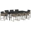 vidaXL Komplet za jedilnico v vrtu z blazino 9 pcs Siva poli ratan