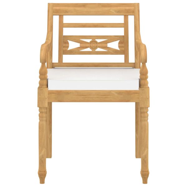 vidaXL Batavia stoli 4 kosi z blazinami trdna tikovina