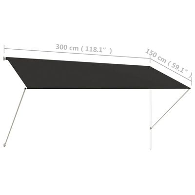 vidaXL Zložljiva tenda 300x150 cm antracitne barve