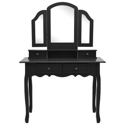 vidaXL Mizica za ličenje s stolčkom črna 100x40x146 cm les pavlovnije