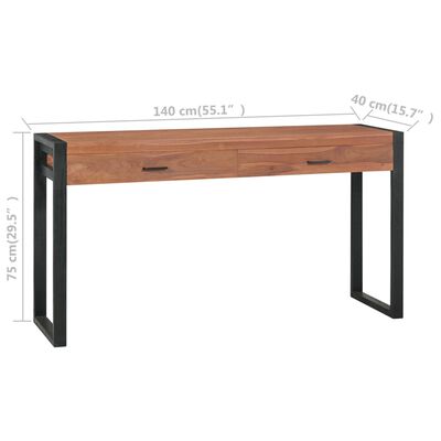 vidaXL Pisalna miza z 2 predaloma 140x40x75 cm tikovina