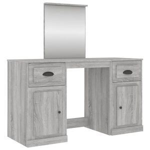 vidaXL Toaletna mizica z ogledalom siva sonoma 130x50x132,5 cm