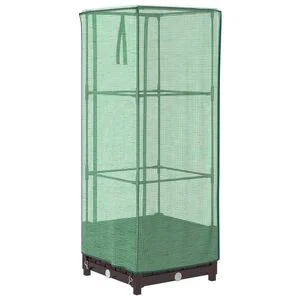 vidaXL Visoka greda s prevleko za rastlinjak videz ratana 40x40x123 cm