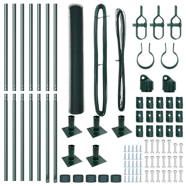 vidaXL Steber ograje. Zelena 10 x 1 m (25 mm mreža) Jeklo in PVC