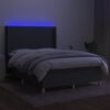 vidaXL Box spring postelja z vzmetnico LED temno siva 140x190 cm blago