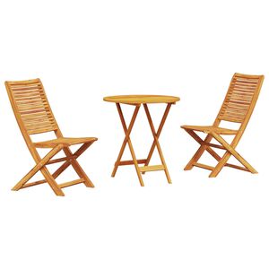 vidaXL Zložljiv bistro set 3 pcs Rjava Trden akacijev les