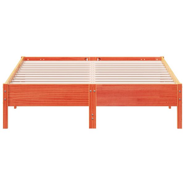vidaXL Posteljni okvir brez vzmetnice vo&scaron;čeno rjav 160x200 cm borovina