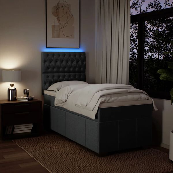 vidaXL Box spring postelja z vzmetnico temno siva 100x200 cm blago