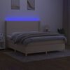 vidaXL Box spring postelja z vzmetnico LED krem 180x200 cm blago