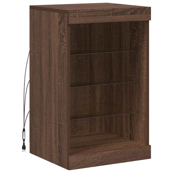 vidaXL Komoda z LED lučkami rjav hrast 41x37x67 cm