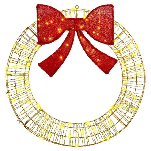 vidaXL Venec med 80 LED Toplo bela 91 x 91 x 9 cm PET