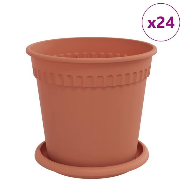 vidaXL Lončki za rastline 24 pcs Kamnito rdeča &Oslash; 17 x 14 cm Plastika