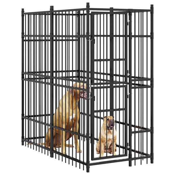 vidaXL Zunanji pasji boks jeklo 1,84 m&sup2;