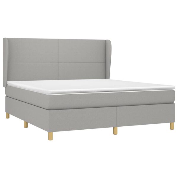 vidaXL Box spring postelja z vzmetnico svetlo siva 180x200 cm blago