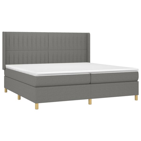vidaXL Box spring postelja z vzmetnico temno siva 200x200 cm blago