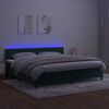 vidaXL Box spring postelja z vzmetnico LED tem. zelena 200x200cm žamet