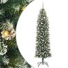 vidaXL Umetno vitko božično drevo med 300 LED Zelena in Bela 240 cm