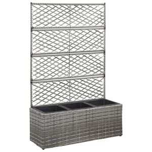 vidaXL Visoka greda z oporno mrežo in 3 lonci 83x30x130 cm siva