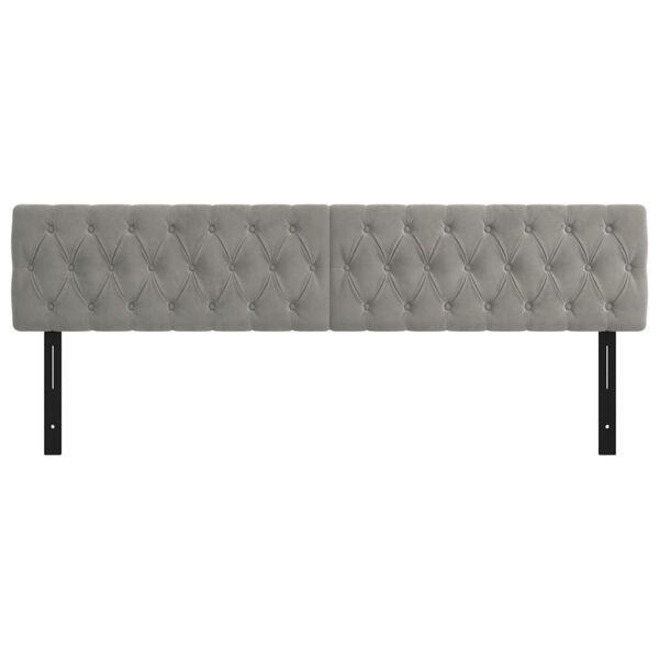 vidaXL Posteljno vzglavje 2 kosa svetlo sivo 100x7x78/88 cm žamet