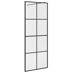 vidaXL Pregrada za tu&scaron; s prozornim ESG steklom 80x195 cm črna