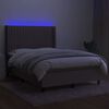 vidaXL Box spring postelja z vzmetnico LED taupe 140x200 cm blago