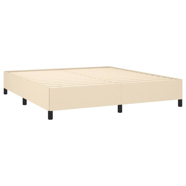 vidaXL Box spring postelja z vzmetnico krem 160x200 cm blago