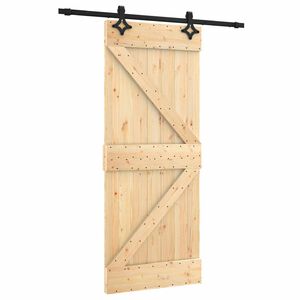 vidaXL Drsna vrata Naravna in črna 85 x 210 cm Masiven borov les