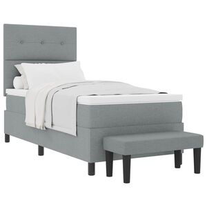 vidaXL Postelja z vzmetnico z vzglavjem Svetlo siva 90 x 190 cm blago