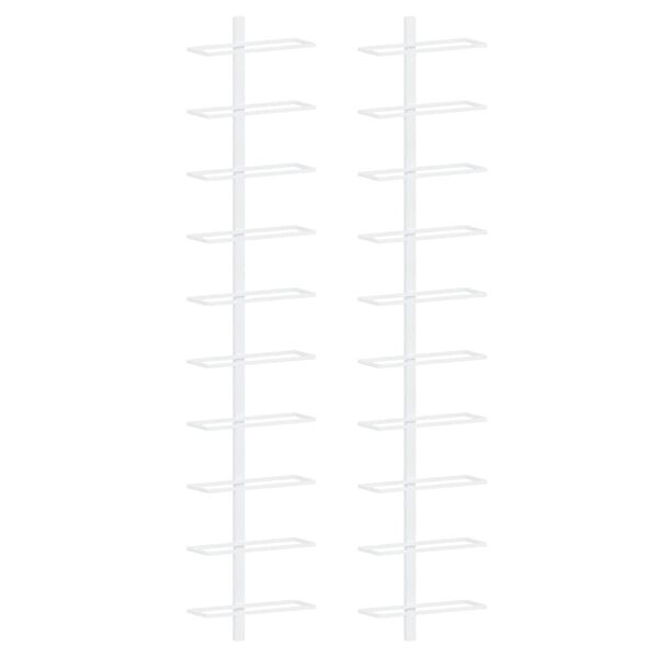 vidaXL Stensko stojalo za vino za 10 steklenic 2 kosa belo kovinsko